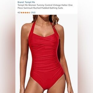 NWT Tempt Me Women One Piece Tummy Control Swimsuit - Medium Burgundy